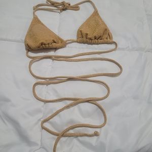 Gold glitter swim top